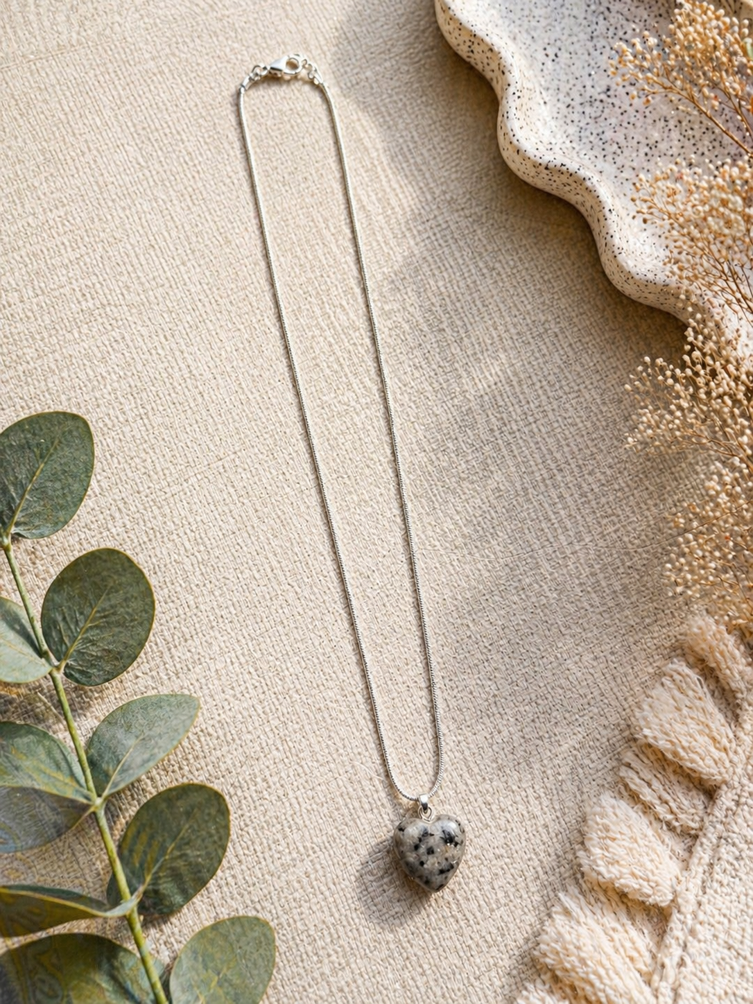 Dalmatian Jasper Heart Necklace – Joy & Grounding Crystal Pendant