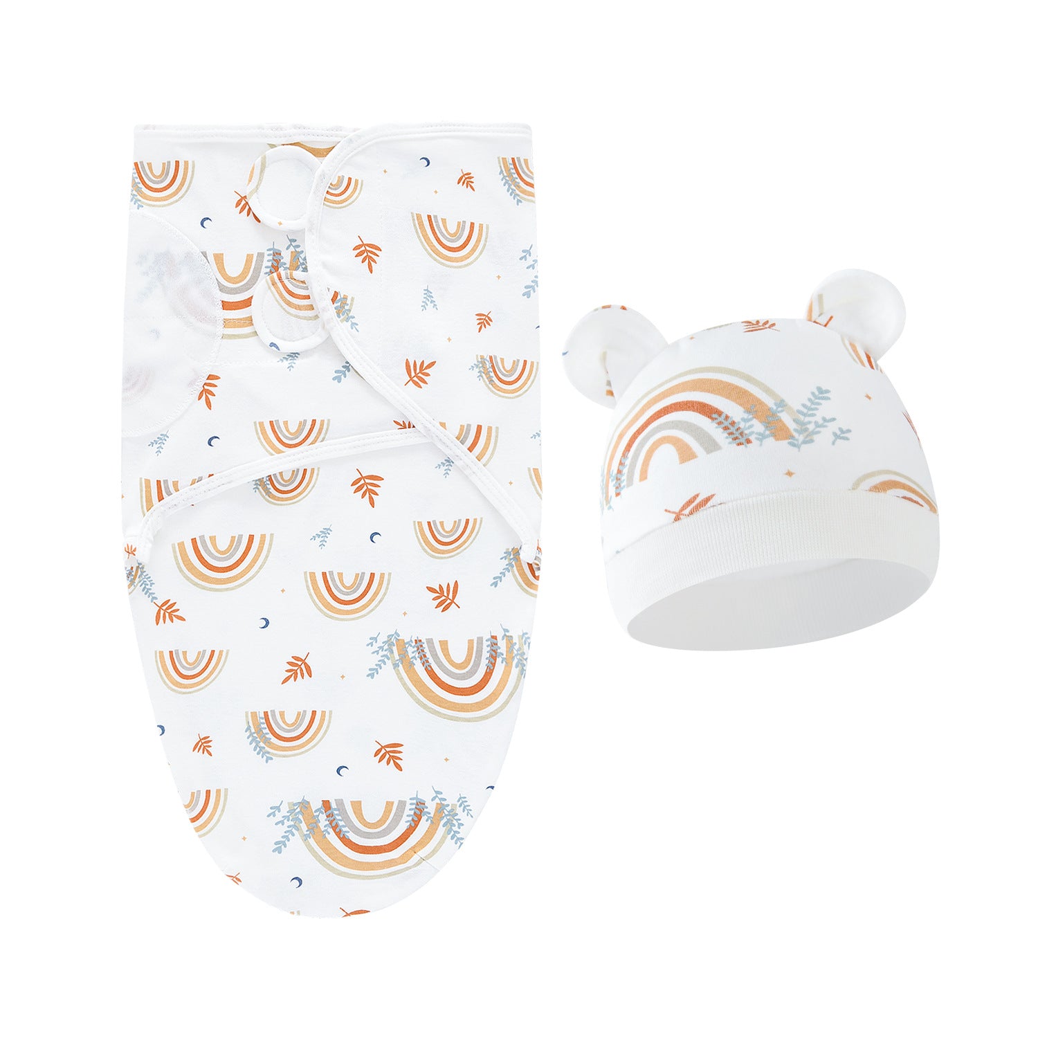 Pure Cotton Baby Swaddle Cocoon – Anti-Startle Newborn Sleep Wrap with Matching Hat