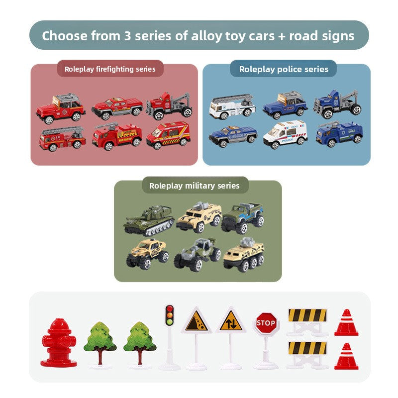 Multifunctional Traffic Adventure Playset with Vehicles & Road Signs