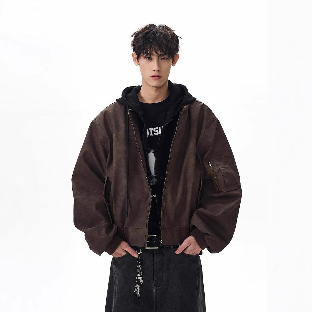 American-Style Flight Jacket – Casual Loose Fit Polyester Jacket