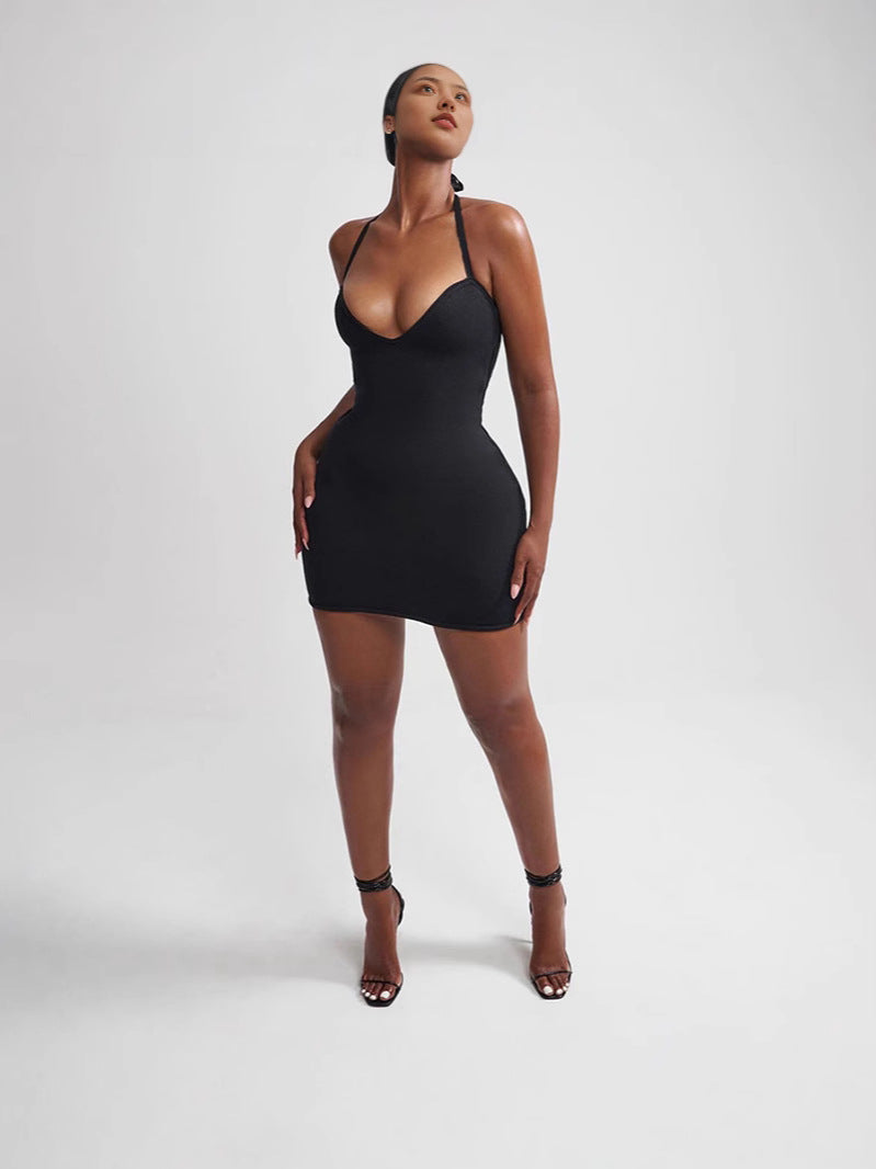 Women’s Sleeveless Bodycon Dress – V-Neck High Waist Fitted Dress