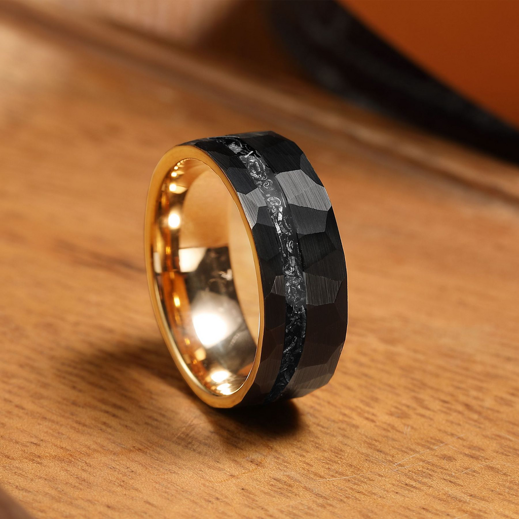Men's Tungsten Steel Ring with Stone Inlay – Polished Durable Wedding or Fashion Band