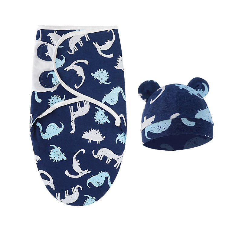 Pure Cotton Baby Swaddle Cocoon – Anti-Startle Newborn Sleep Wrap with Matching Hat