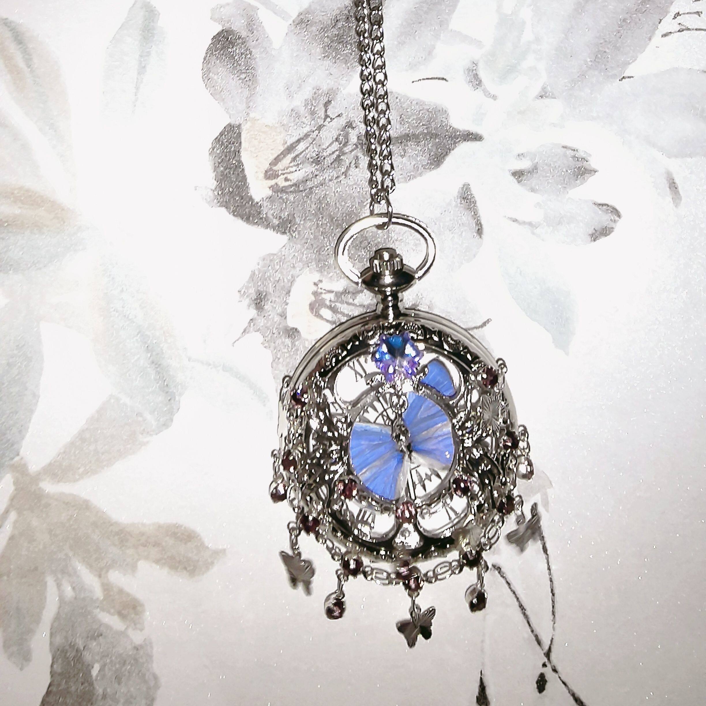 Vintage Moving Butterfly Pocket Watch