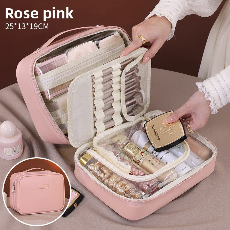 Large Capacity 5-in-1 Cosmetic Bag – Waterproof PU Makeup Organizer with Handle
