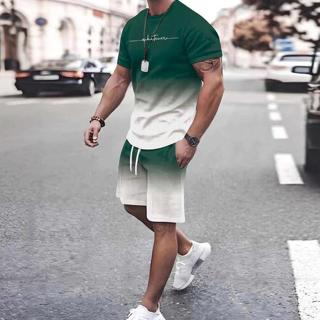 Men’s 3D Printed Summer 2-Piece Set – Short Sleeve T-Shirt & Casual Shorts Outfit
