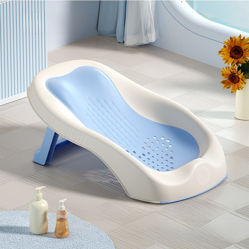 Foldable Baby Bath Rack with Temperature Sensor – Anti-Slip Infant Bath Support Seat