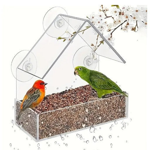 Transparent Acrylic Bird Feeder – Triangular House Design