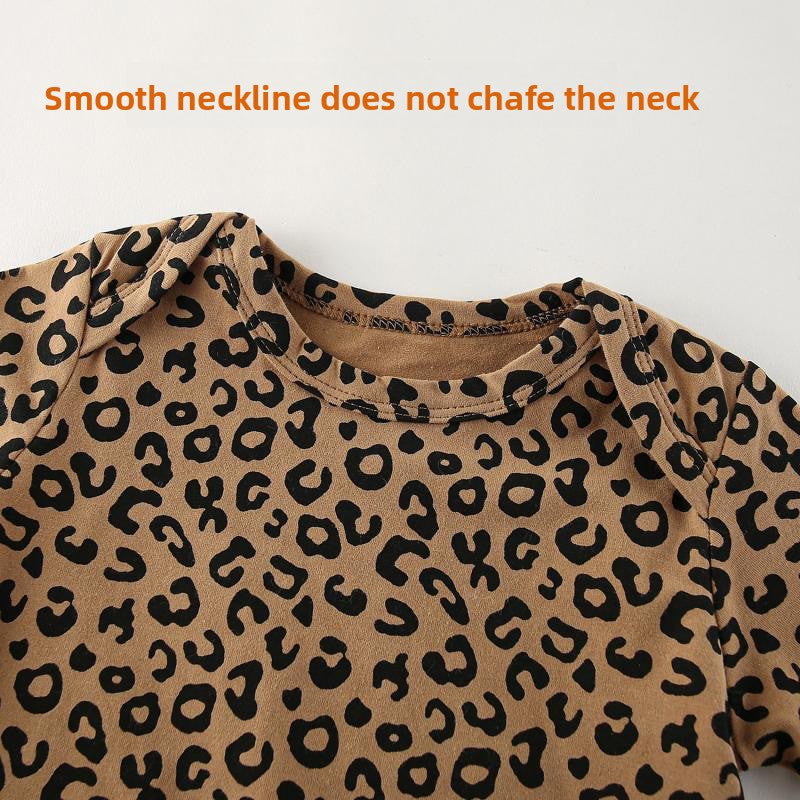 Leopard Print Baby Sleeveless Romper – Soft Infant Snap Jumpsuit (Spring & Autumn)