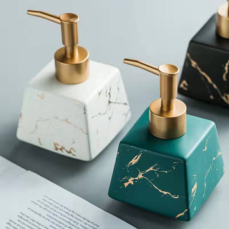 Ceramic Soap Dispenser – Marble Finish Pump Bottle