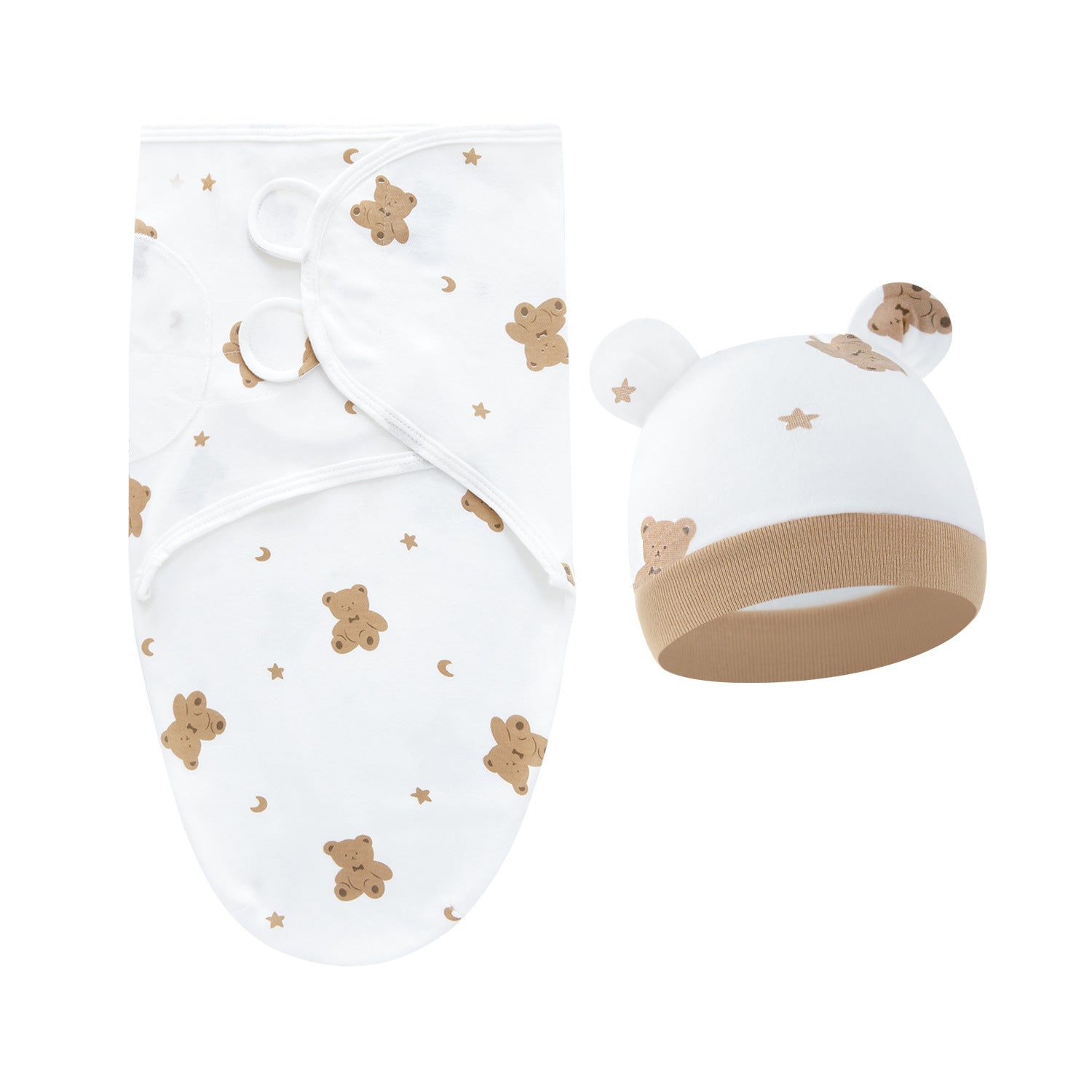 Pure Cotton Baby Swaddle Cocoon – Anti-Startle Newborn Sleep Wrap with Matching Hat