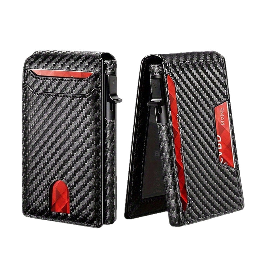 Carbon Fiber Style RFID Blocking Wallet – Slim Magnetic Bifold Card Holder
