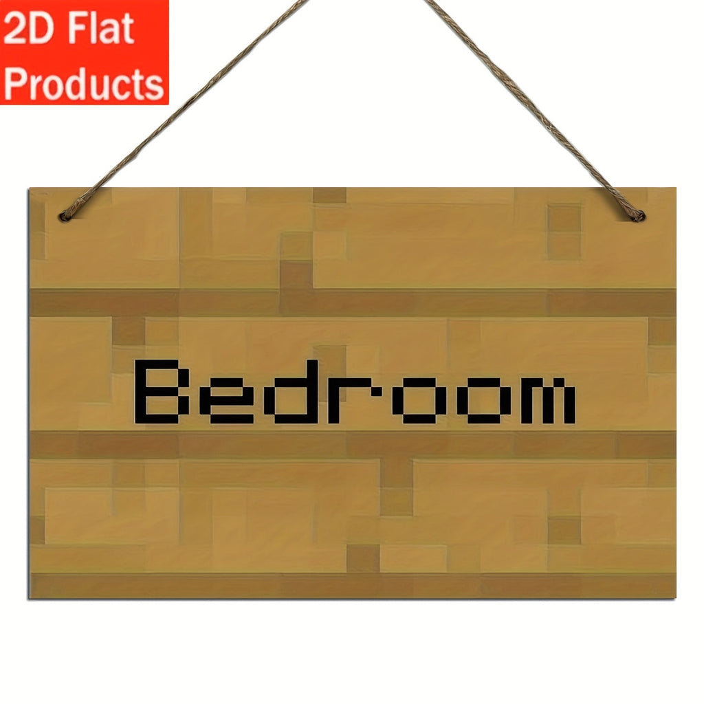Retro Pixel Art Wooden Wall Sign – Gaming-Inspired Decorative Plaque