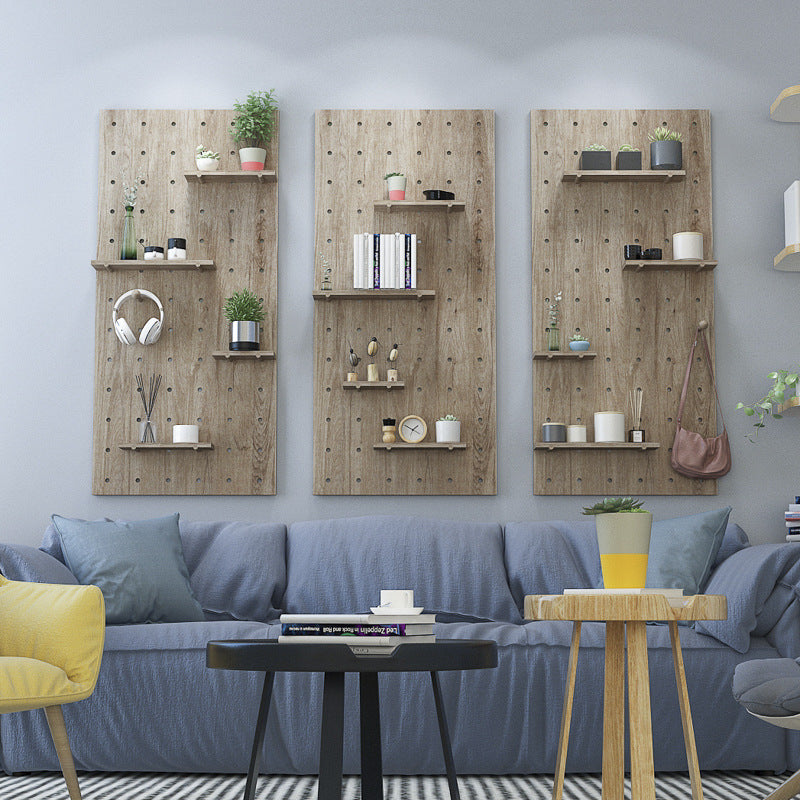 Solid Wood Pegboard Wall Organizer – Modern Decorative Storage Panel