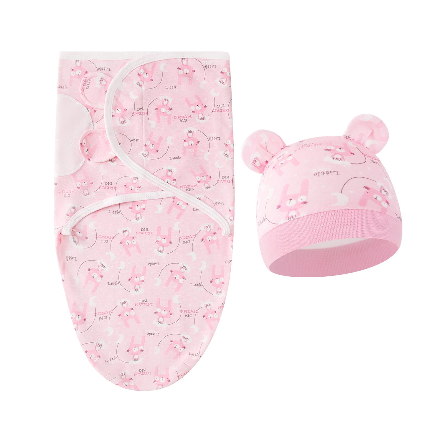 Pure Cotton Baby Swaddle Cocoon – Anti-Startle Newborn Sleep Wrap with Matching Hat