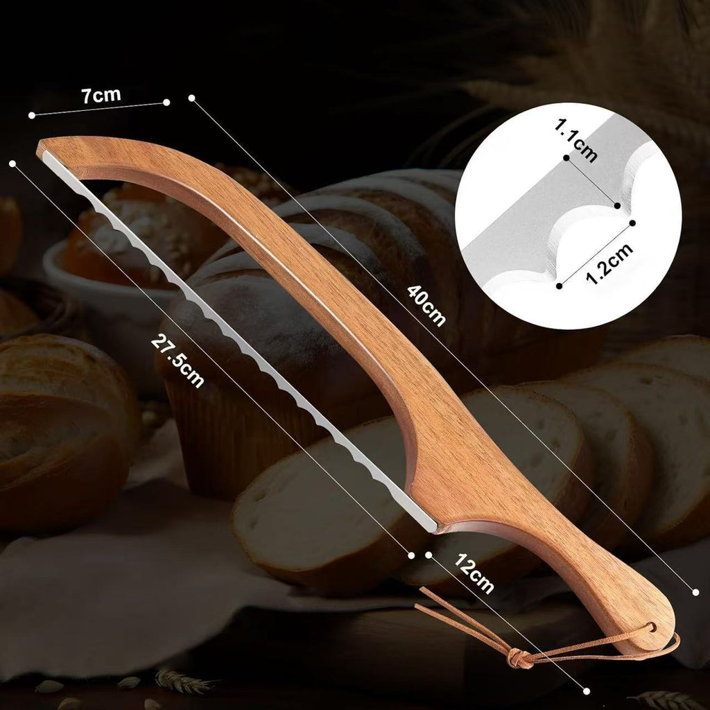 Bread Knife with Wooden Handle – Stainless Steel Serrated Knife for Baking