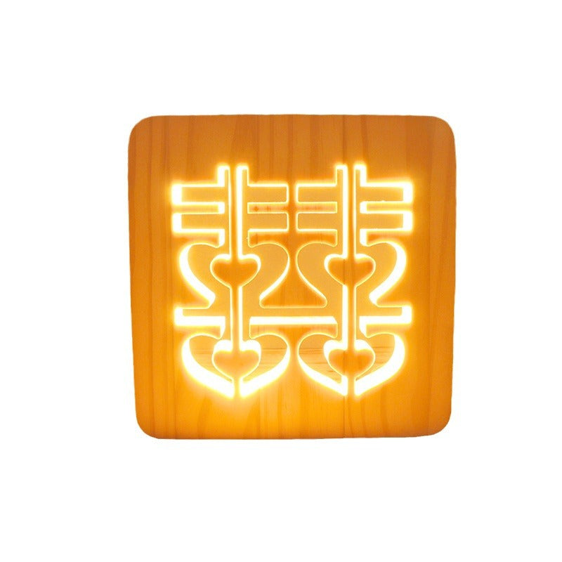 3D Wooden Projection Night Light – LED Carved Ambient Table Lamp