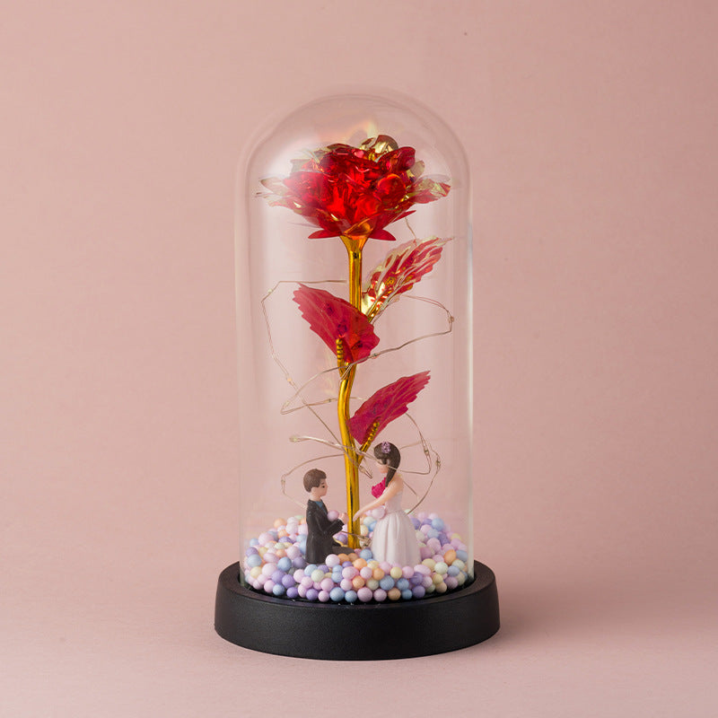 Luxury Gold Foil Rose in Glass Dome