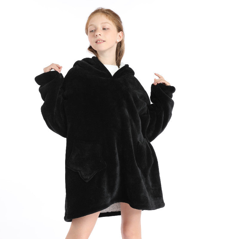 Kids Hooded Flannel Pajama Set – Thick Warm Cartoon Sleepwear (Unisex)