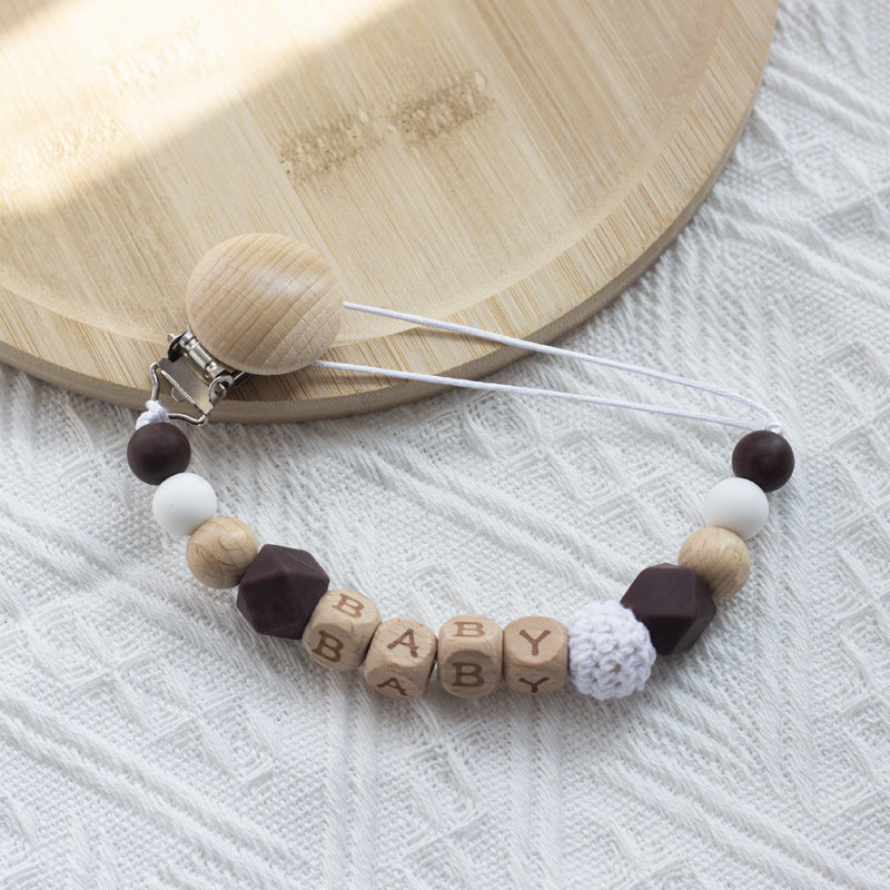 Nordic Pacifier Chain – Silicone & Beech Wood Baby Clip