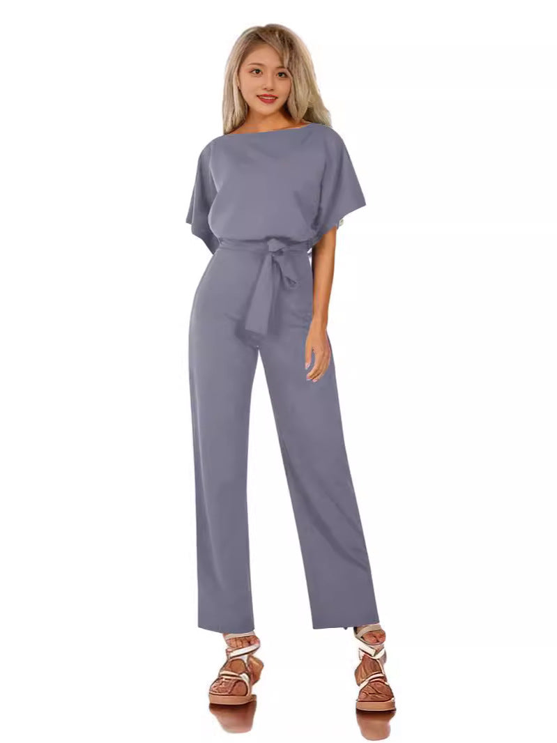 Slim-Fit High Waist Lace-Up Jumpsuit
