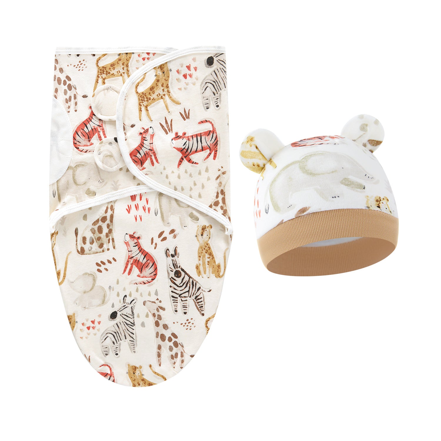 Pure Cotton Baby Swaddle Cocoon – Anti-Startle Newborn Sleep Wrap with Matching Hat