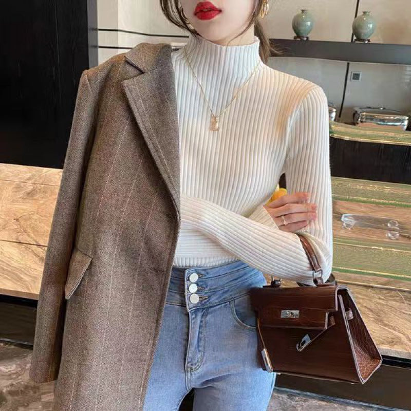 Women’s Slim Fit Knit Sweater – Half Turtleneck Long Sleeve Pullover