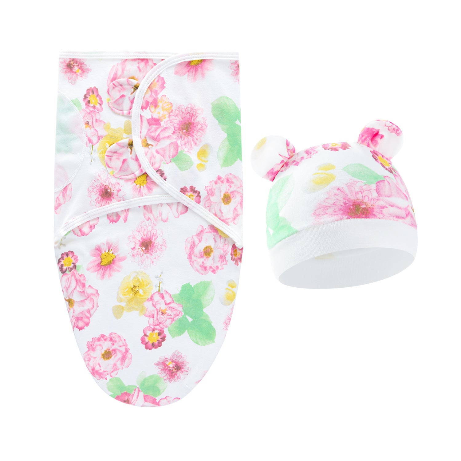 Pure Cotton Baby Swaddle Cocoon – Anti-Startle Newborn Sleep Wrap with Matching Hat