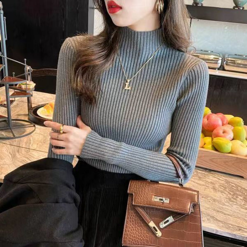 Women’s Slim Fit Knit Sweater – Half Turtleneck Long Sleeve Pullover