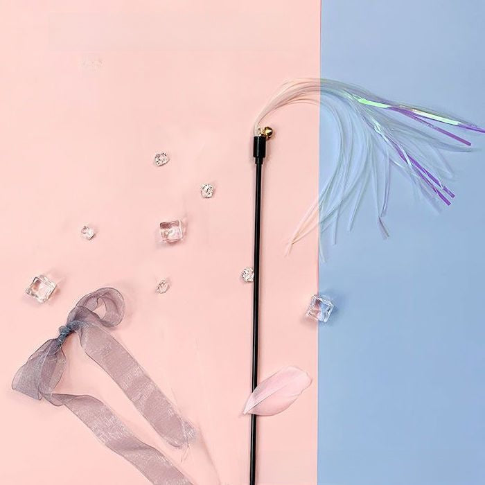 Interactive Cat Tease Stick Toy – Feather & Sound Paper Wand
