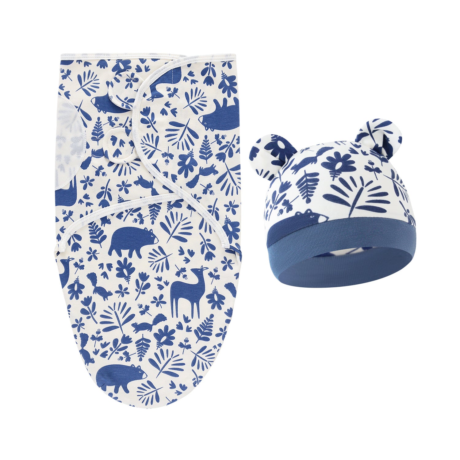 Pure Cotton Baby Swaddle Cocoon – Anti-Startle Newborn Sleep Wrap with Matching Hat