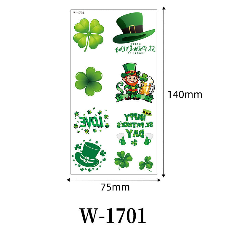 St. Patrick’s Day Clover Temporary Tattoo Stickers – Waterproof Holiday Body Art