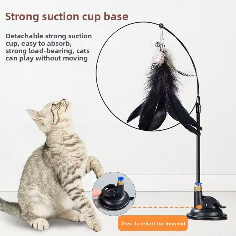 Extended Steel Wire Suction Cup Cat Teaser Wand