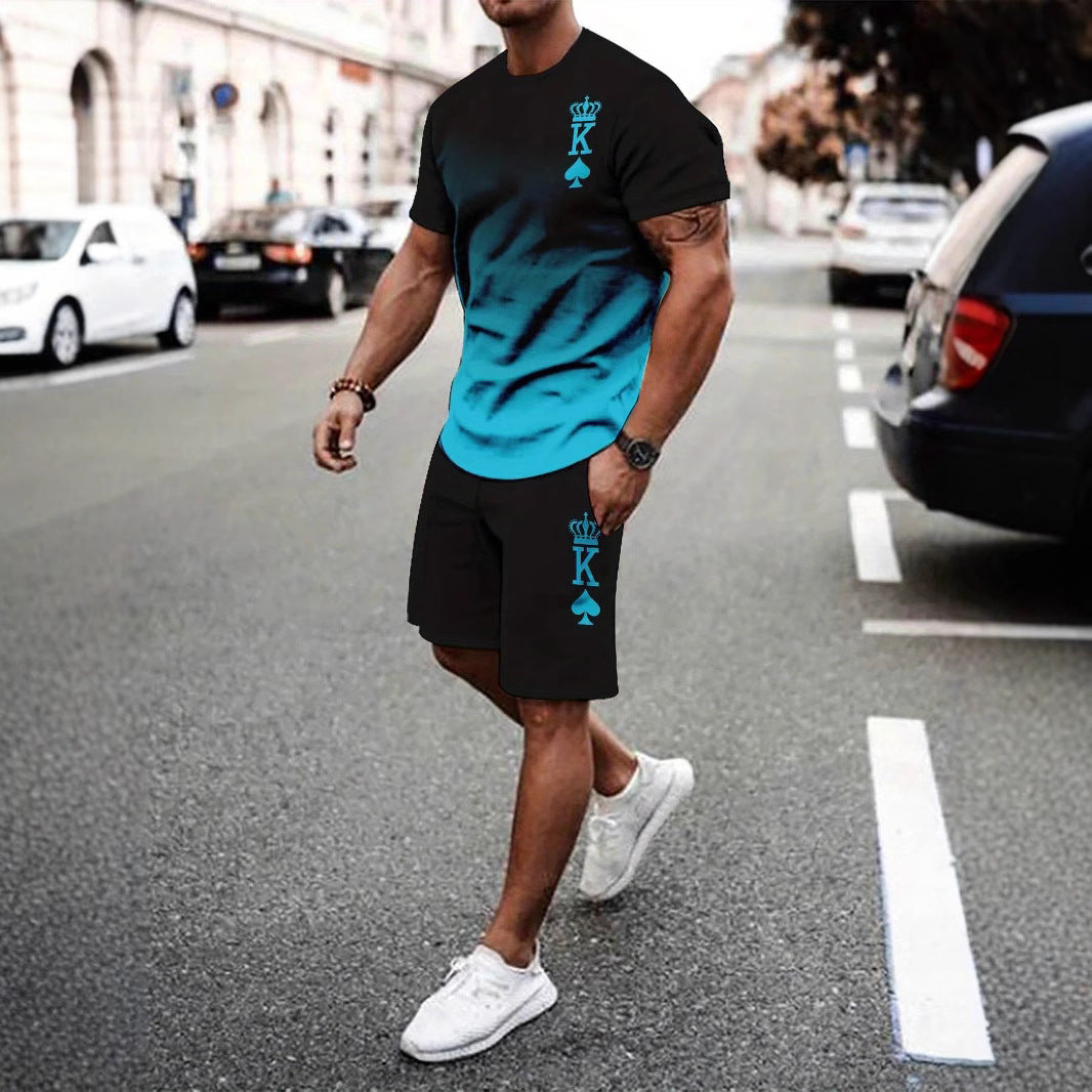 Men’s 3D Printed Summer 2-Piece Set – Short Sleeve T-Shirt & Casual Shorts Outfit