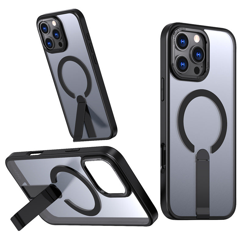Magnetic Silicone Phone Case with Stand – Shockproof Cover for iPhone