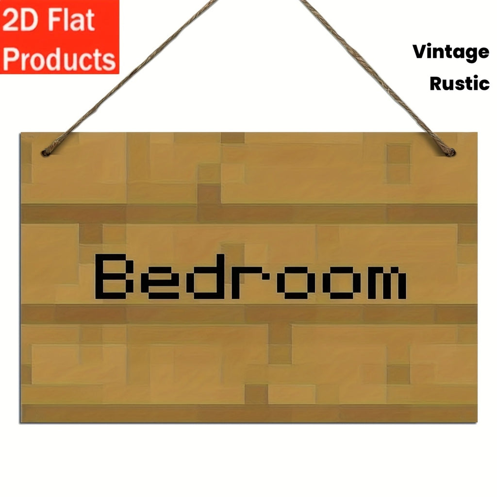 Retro Pixel Art Wooden Wall Sign – Gaming-Inspired Decorative Plaque