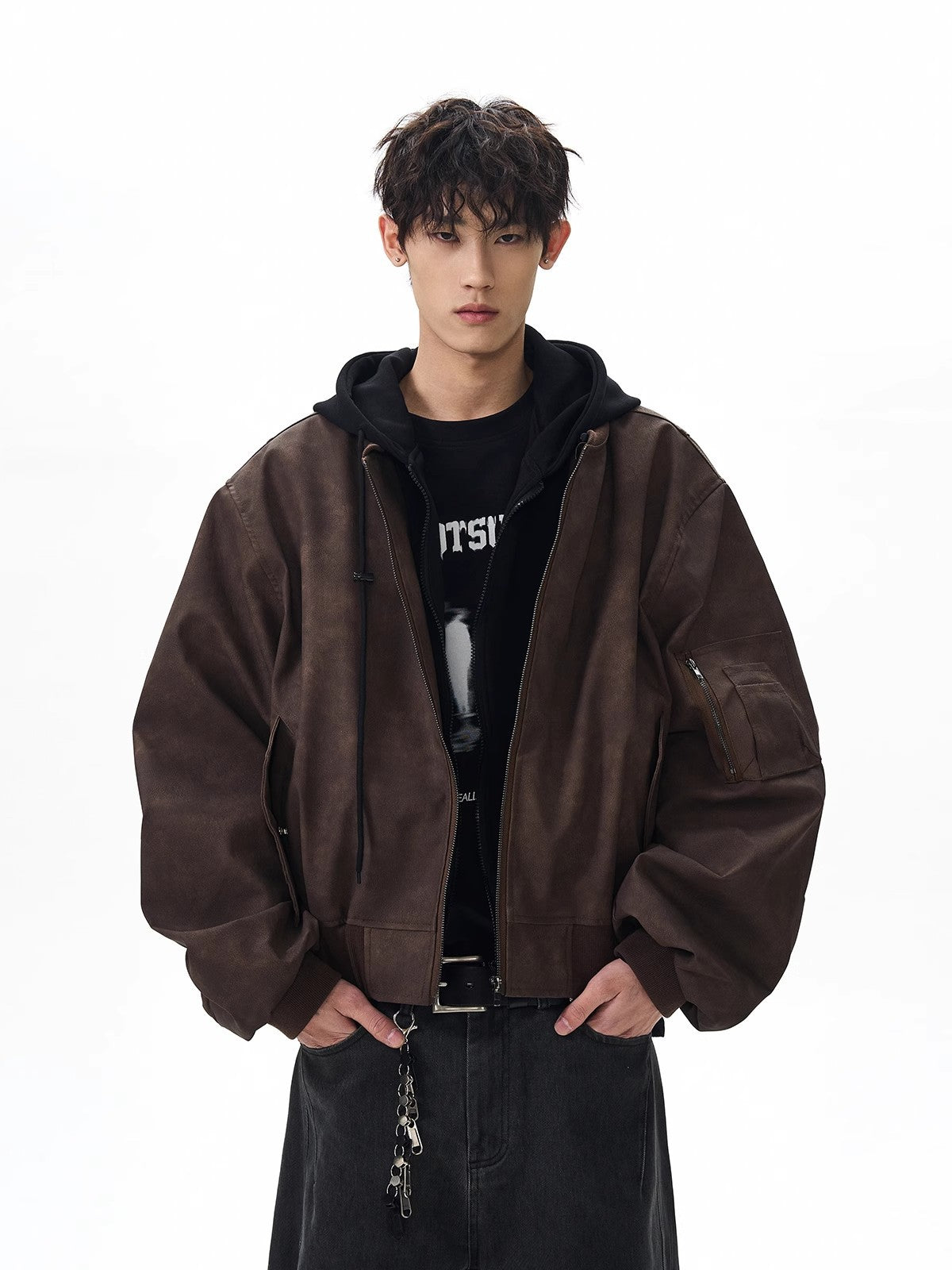 American-Style Flight Jacket – Casual Loose Fit Polyester Jacket