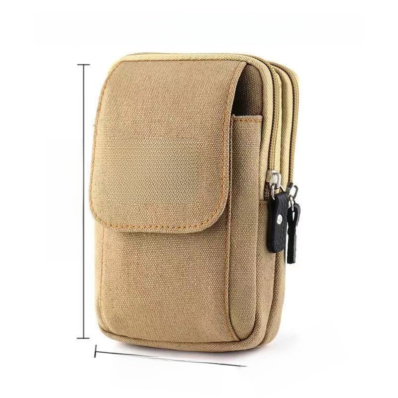 Multifunctional Canvas Waist Bag with Carabiner Clip