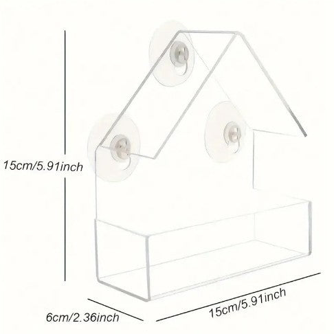 Transparent Acrylic Bird Feeder – Triangular House Design