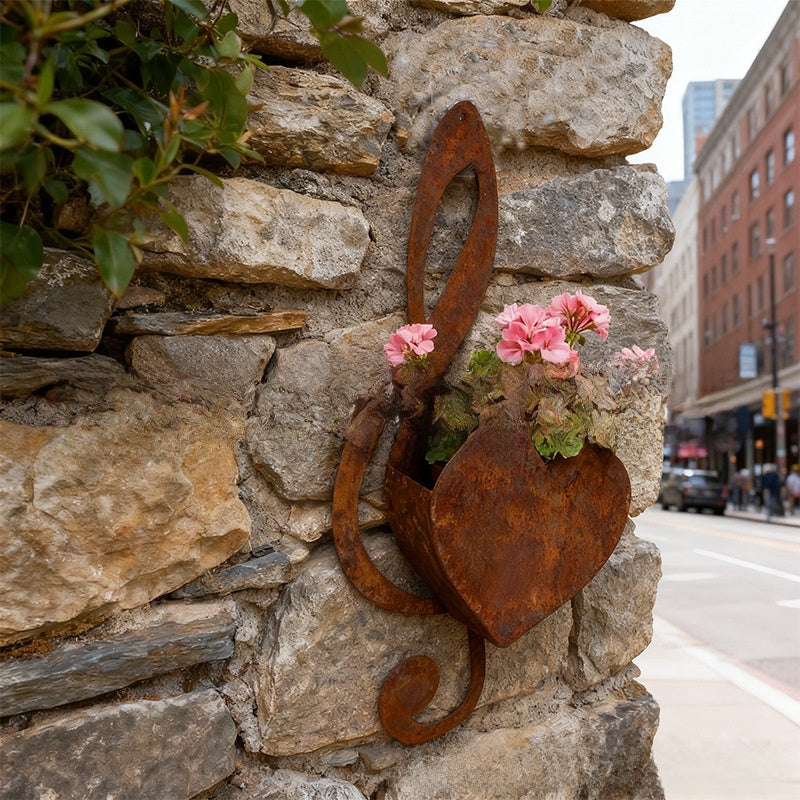 Heart-Shaped Wall Planter – Vintage Iron Hanging Flower Pot