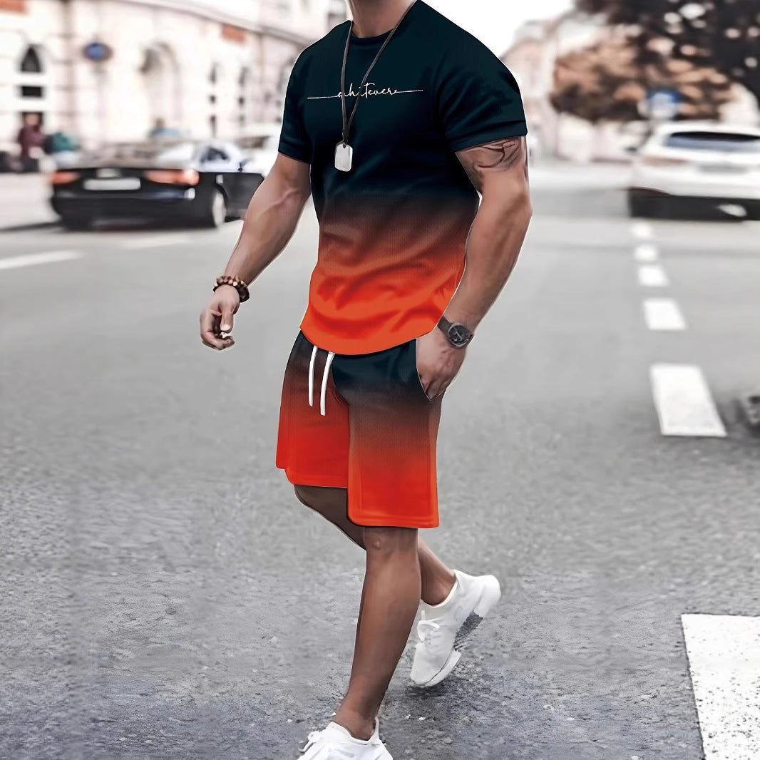 Men’s 3D Printed Summer 2-Piece Set – Short Sleeve T-Shirt & Casual Shorts Outfit