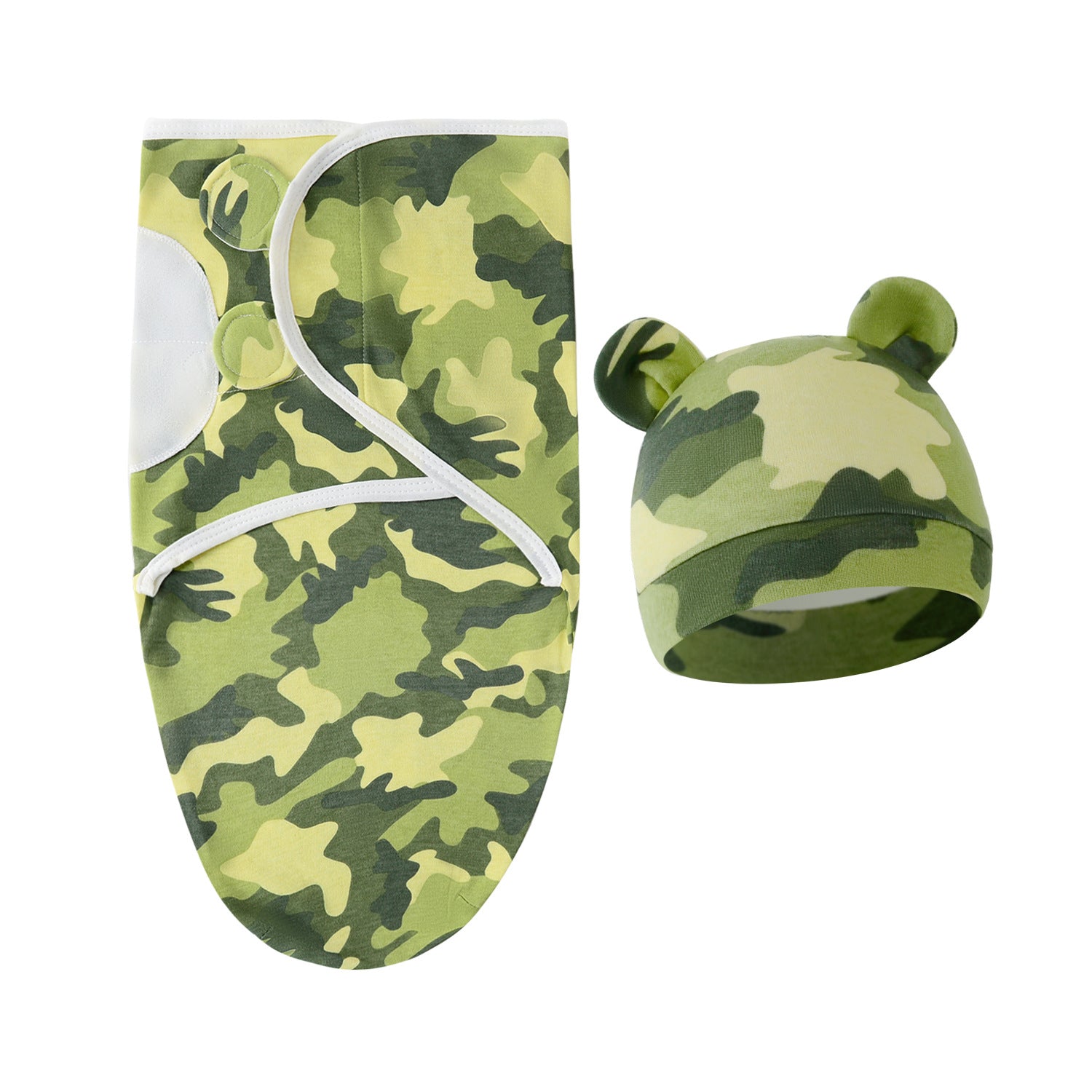 Pure Cotton Baby Swaddle Cocoon – Anti-Startle Newborn Sleep Wrap with Matching Hat