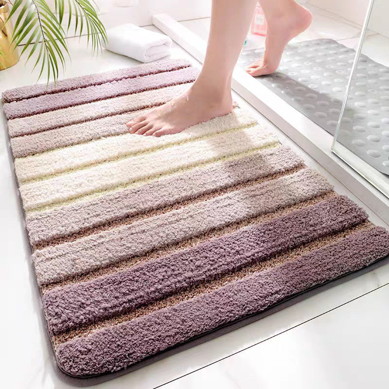 Plush Non-Slip Floor Mat – Absorbent Quick-Dry Striped Rug