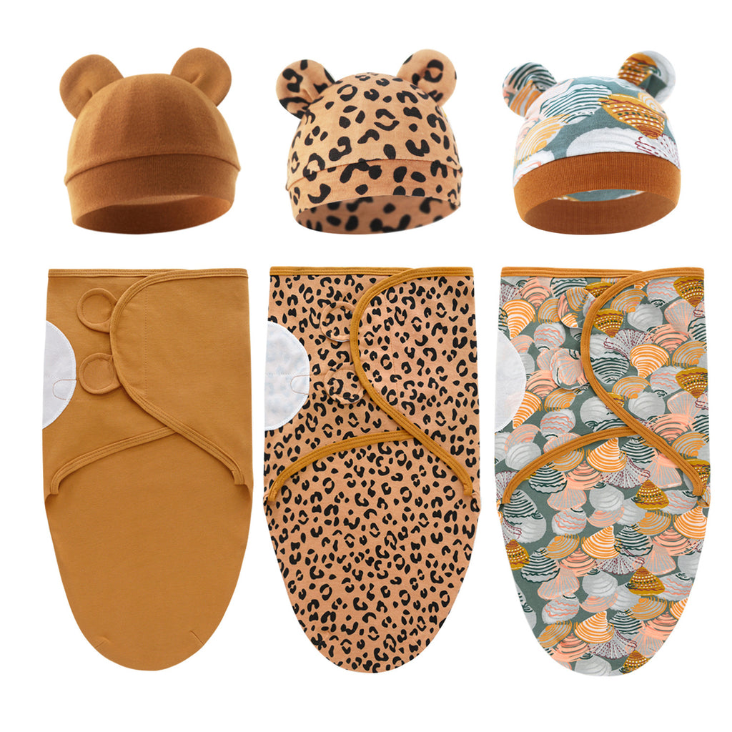 Pure Cotton Baby Swaddle Cocoon – Anti-Startle Newborn Sleep Wrap with Matching Hat