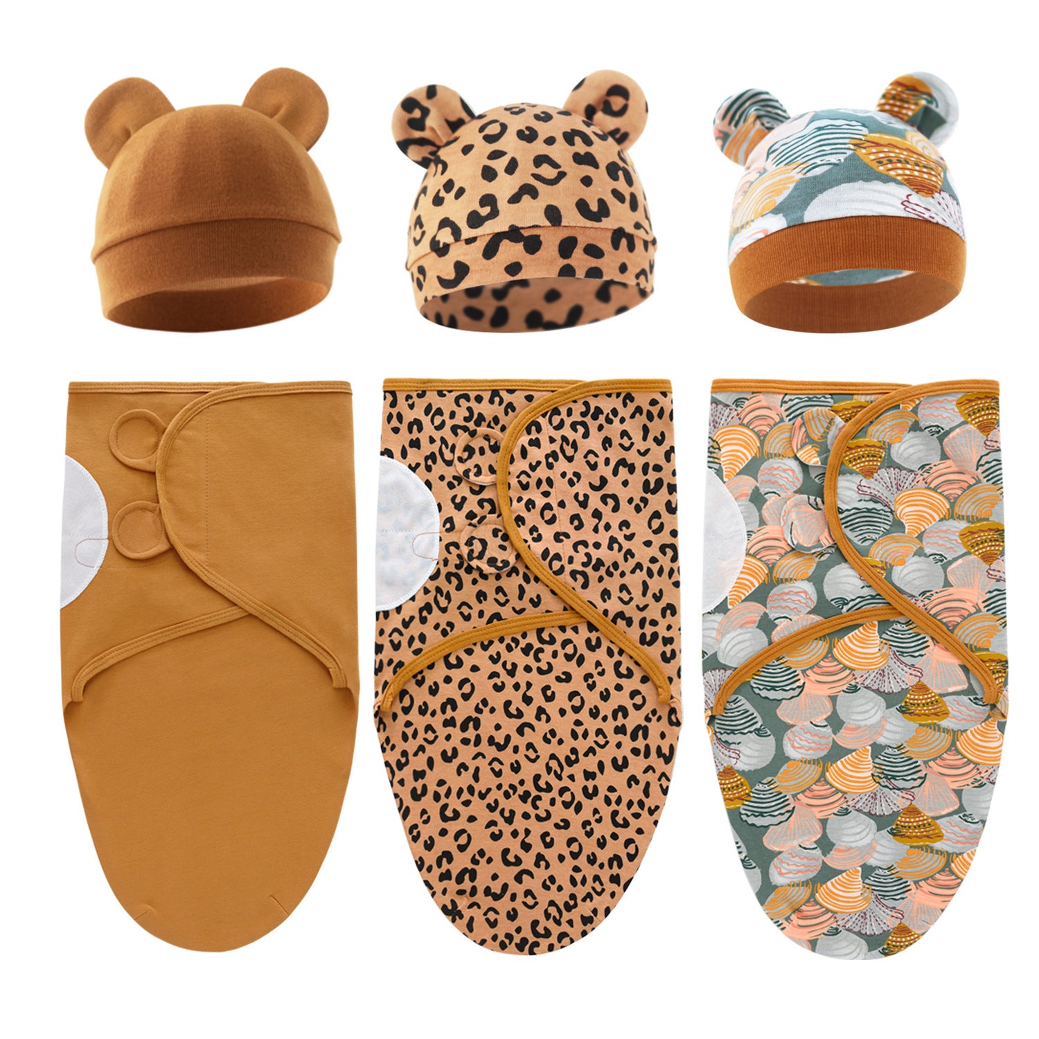 Pure Cotton Baby Swaddle Cocoon – Anti-Startle Newborn Sleep Wrap with Matching Hat