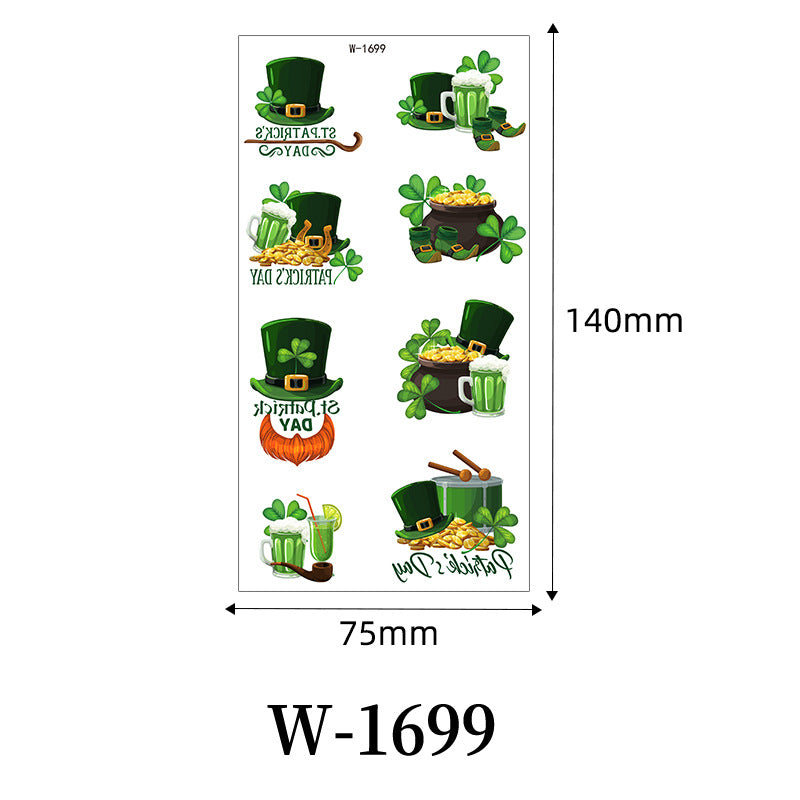 St. Patrick’s Day Clover Temporary Tattoo Stickers – Waterproof Holiday Body Art