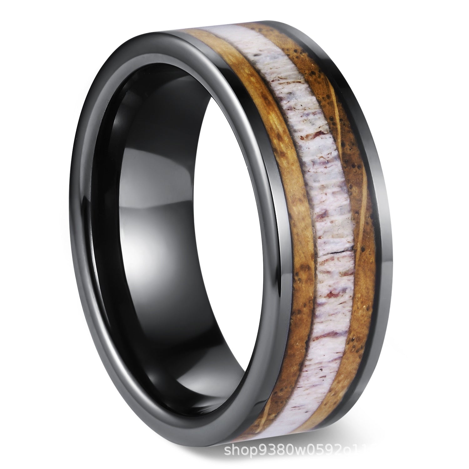 Men's Tungsten Steel Ring with Stone Inlay – Polished Durable Wedding or Fashion Band