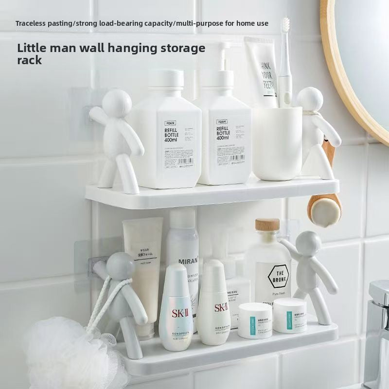 Adhesive Wall Storage Rack – Creative No-Drill Organizer Shelf