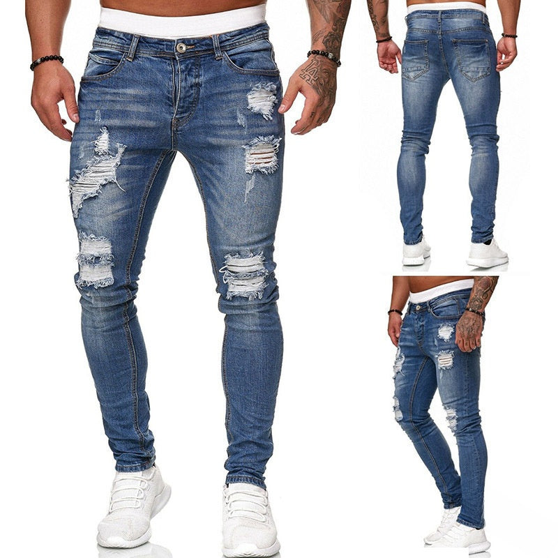 Distressed Slim Fit Jeans – Trendy Ripped Pencil Pants