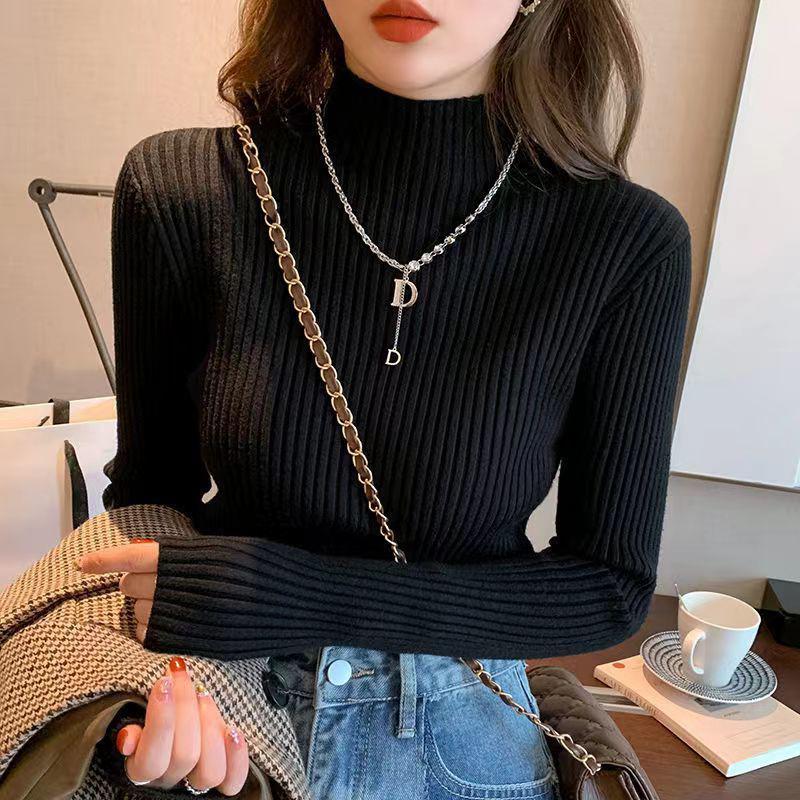 Women’s Slim Fit Knit Sweater – Half Turtleneck Long Sleeve Pullover
